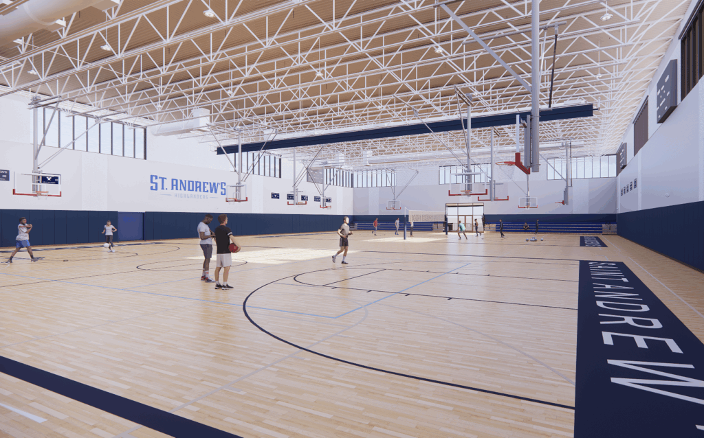 Digital rendering of practice gym.
