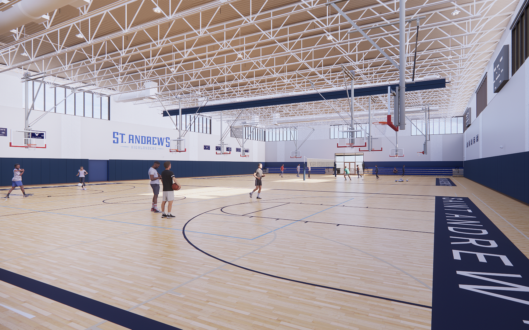 Digital rendering of practice gym.